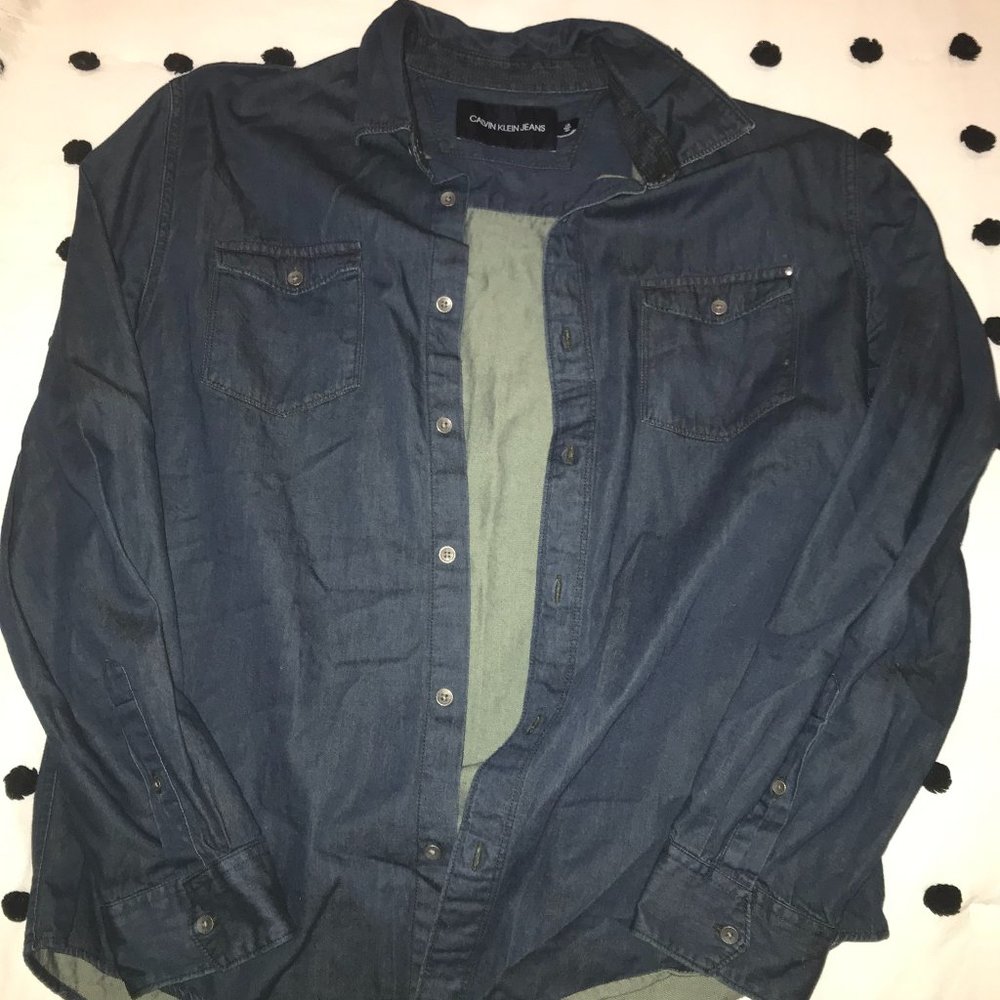 Calvin Klein Shirt- Casual Blue Jean Blue